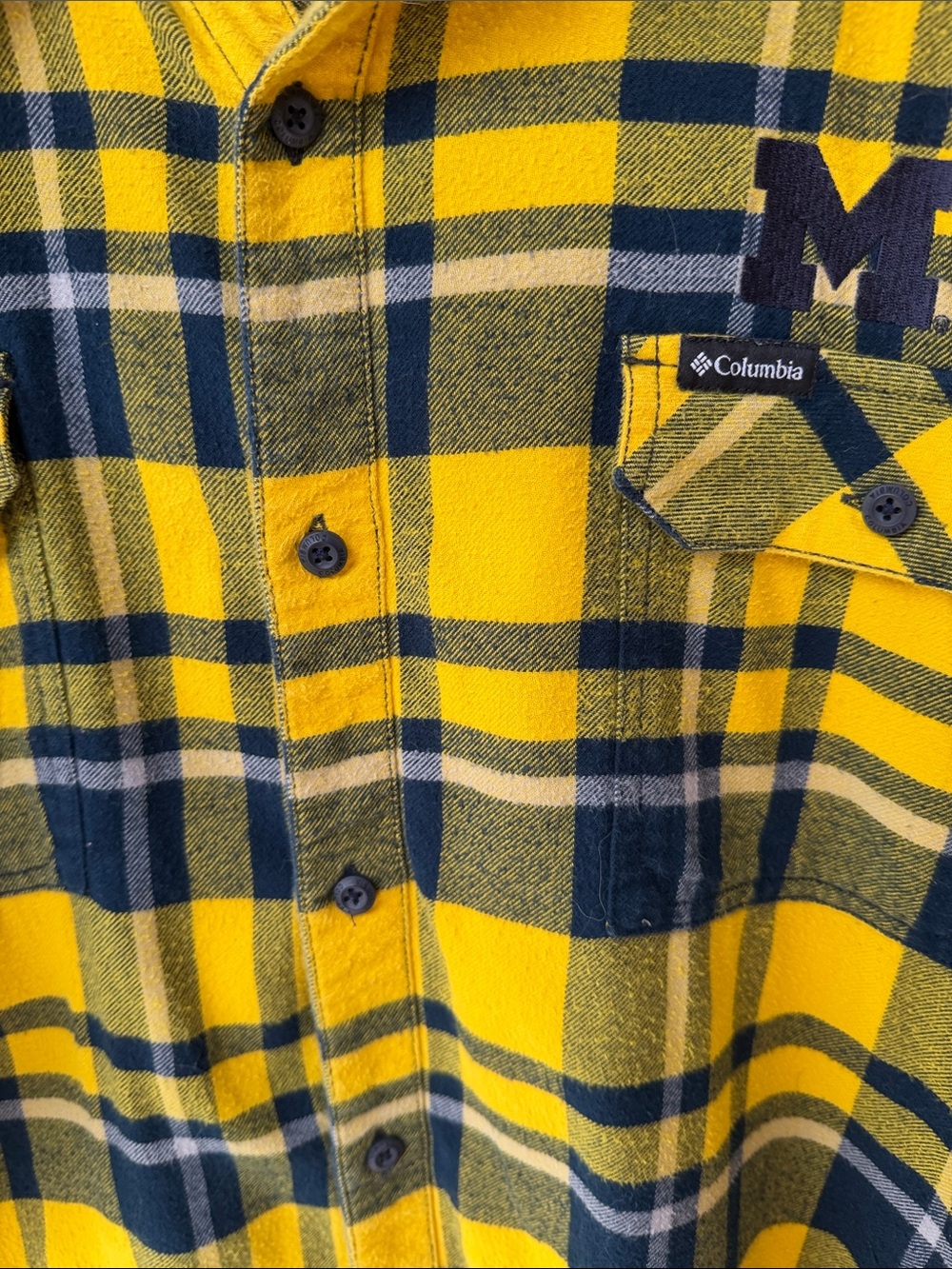 Columbia University of Michigan Embroidered‎ Flannel Shirt Men’s XXL Button Up - Picture 7 of 7